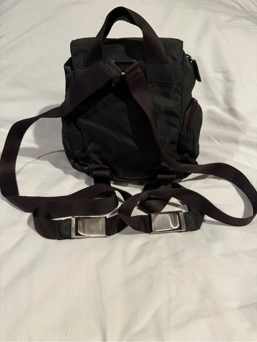 Prada Dark Green Nylon Mini Backpack Crossbody